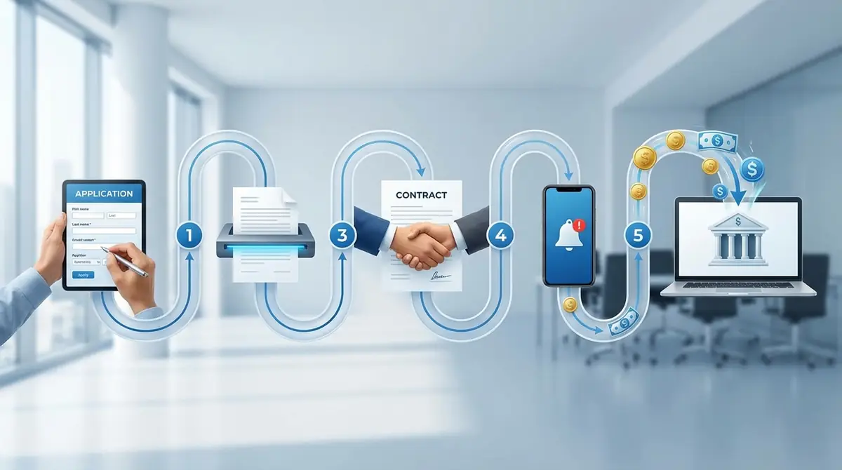 ファクタリングの申し込みから入金までの流れ【5ステップ】