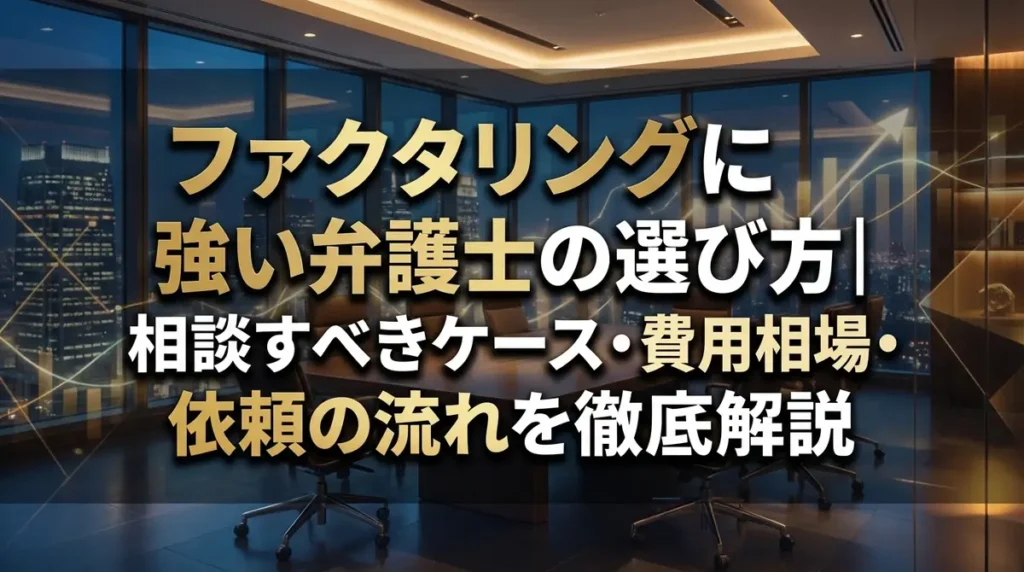 ファクタリングに強い弁護士の選び方｜相談すべきケース・費用相場・依頼の流れを徹底解説