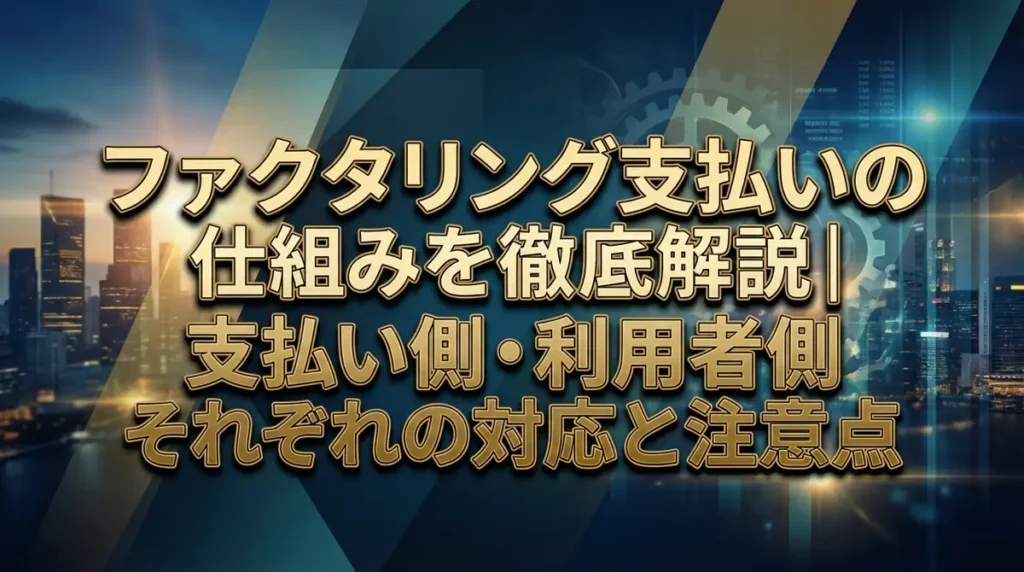 ファクタリング支払いの仕組みを徹底解説｜支払い側・利用者側それぞれの対応と注意点