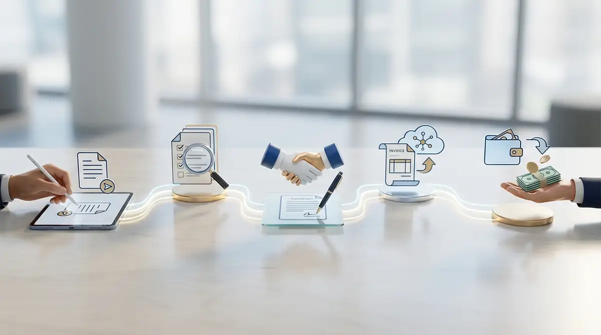 ファクタリングの申込から入金までの流れ【5ステップ】