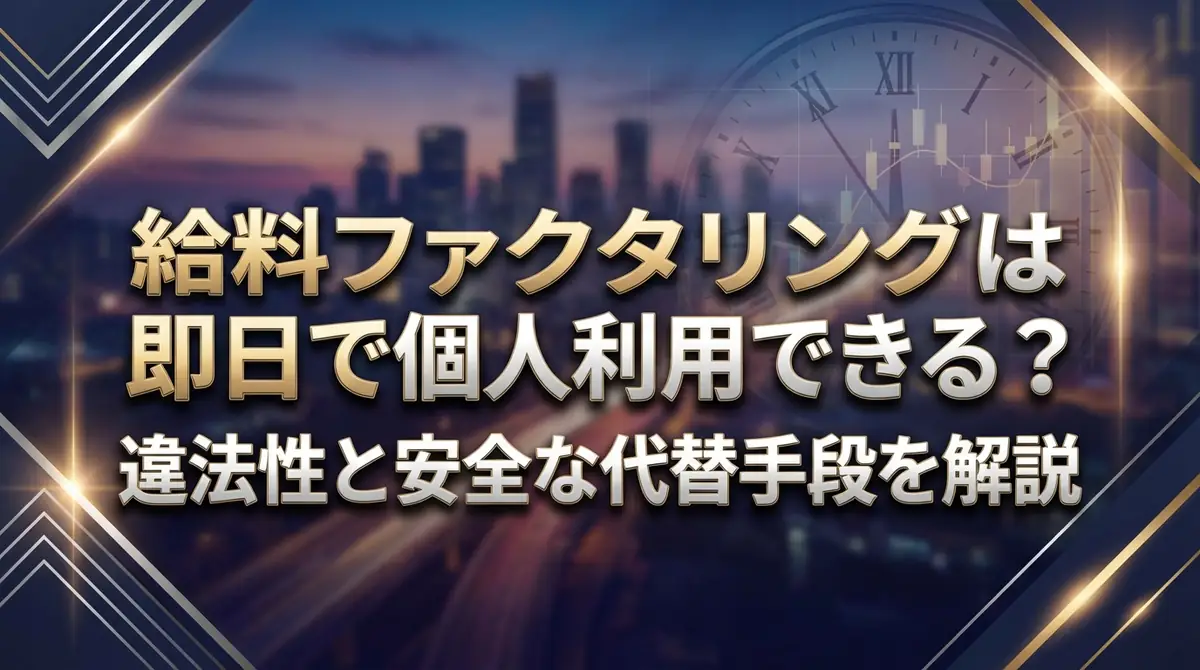 給料ファクタリングは即日で個人利用できる?違法性と安全な代替手段を解説