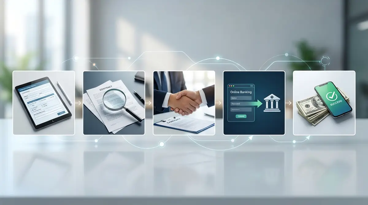 ファクタリングの申込から入金までの流れ【5ステップ】