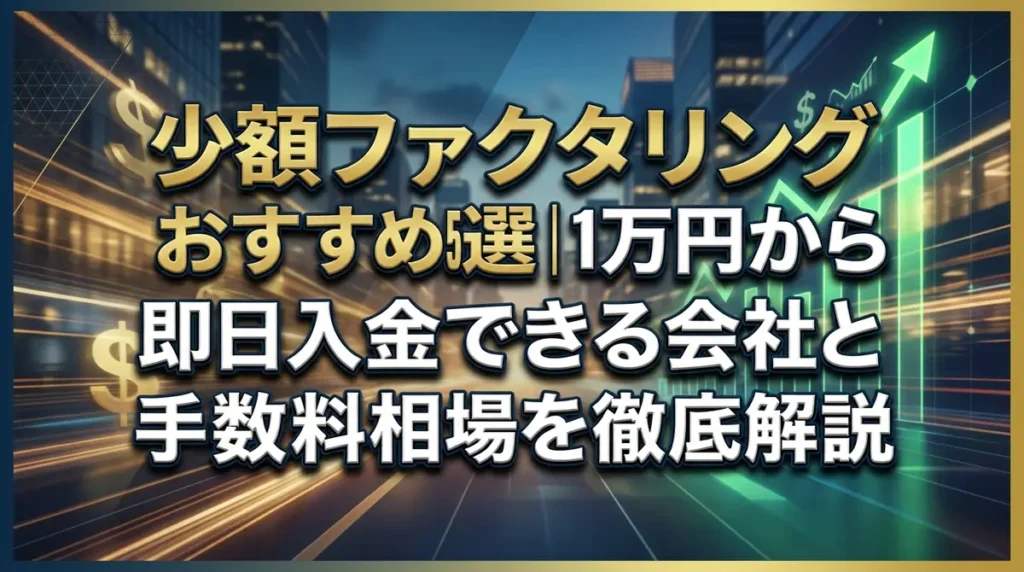 少額ファクタリングおすすめ5選｜1万円から即日入金できる会社と手数料相場を徹底解説