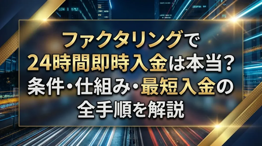 ファクタリングで24時間即時入金は本当？条件・仕組み・最短入金の全手順を解説
